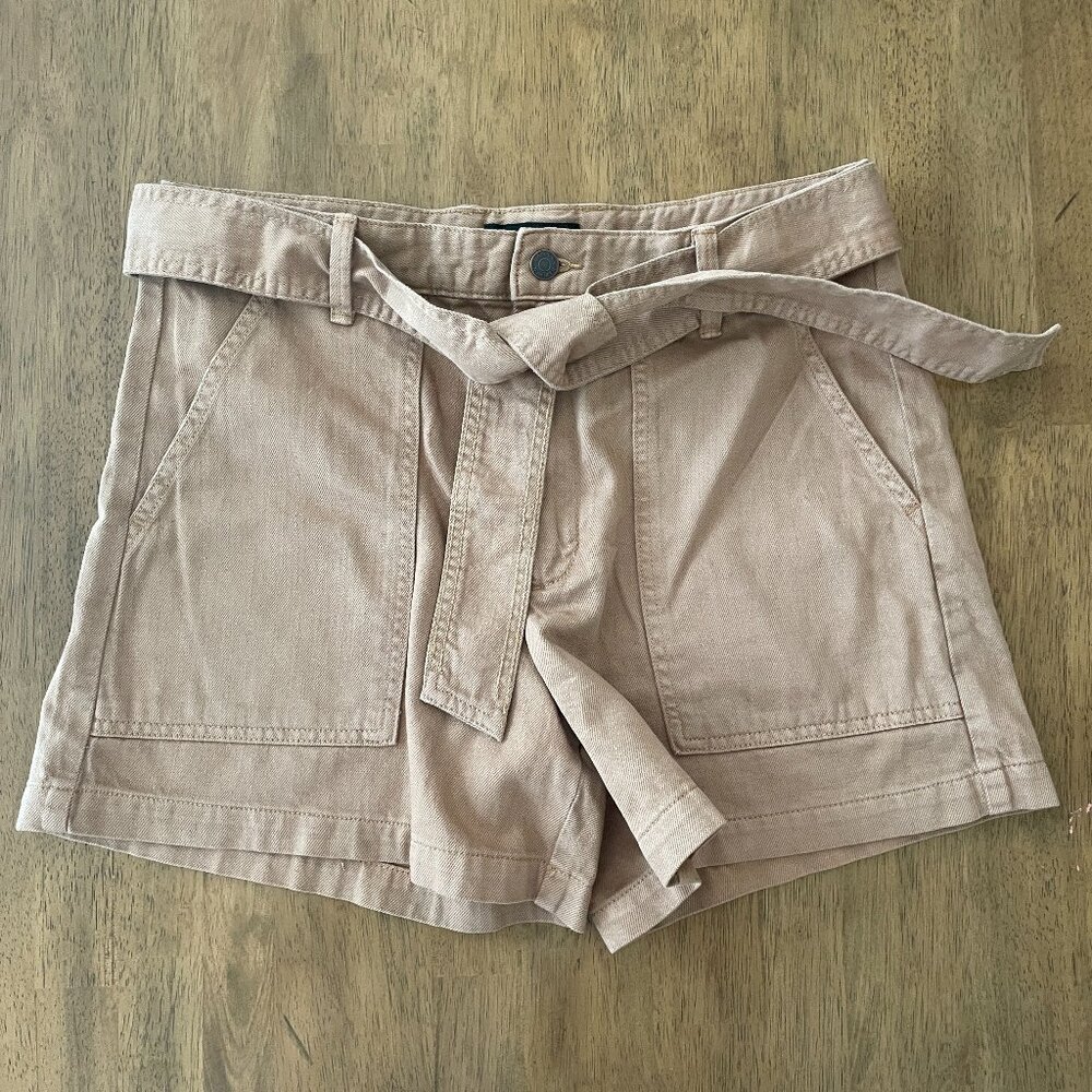 Banana Republic Factory 100% Cotton Belted Utility Shorts, Camel Brown, Size 10